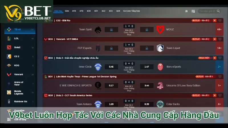 V9bet Luôn Hợp Tác Với Các Nhà Cung Cấp Hàng Đầu